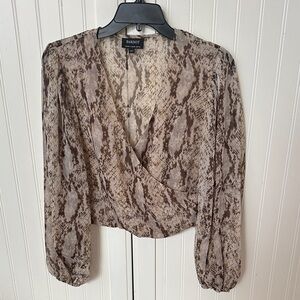 Bardot Snake Print Blouse - Brown and Cream
